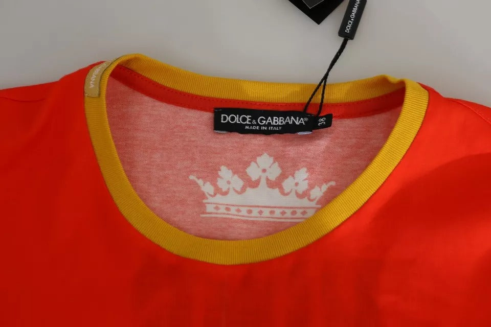 Dolce & Gabbana Orange Royals Print Round Neck T-shirt