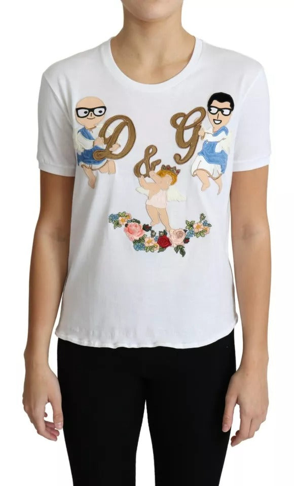 Dolce & Gabbana White #dgfamily Patch Round Neck T-shirt