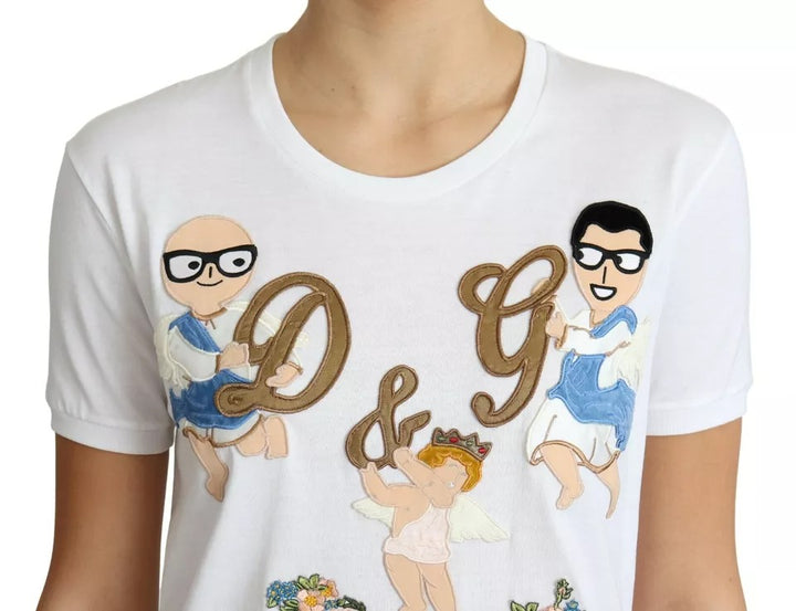 Dolce & Gabbana White #dgfamily Patch Round Neck T-shirt