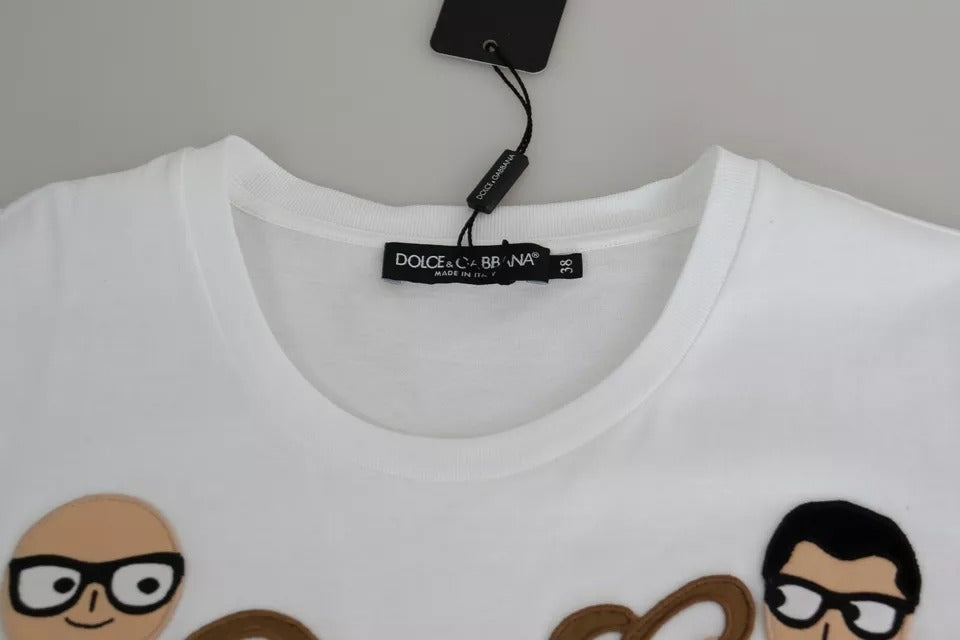 Dolce & Gabbana White #dgfamily Patch Round Neck T-shirt