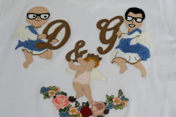 Dolce & Gabbana White #dgfamily Patch Round Neck T-shirt