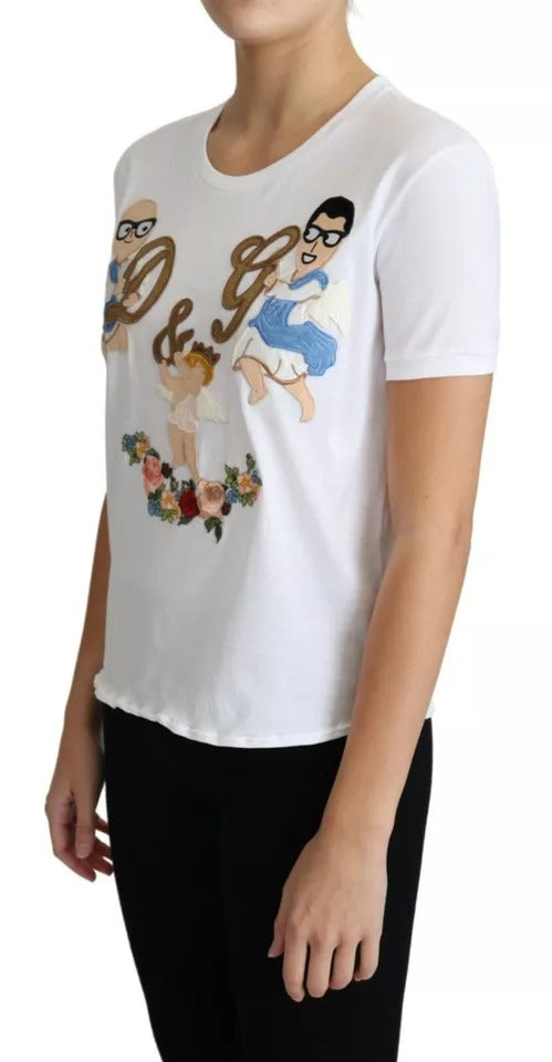 Dolce & Gabbana White #dgfamily Patch Round Neck T-shirt