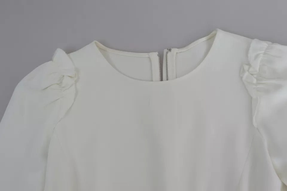 Dolce & Gabbana White Viscose Stretch Short Sleeves Blouse Top