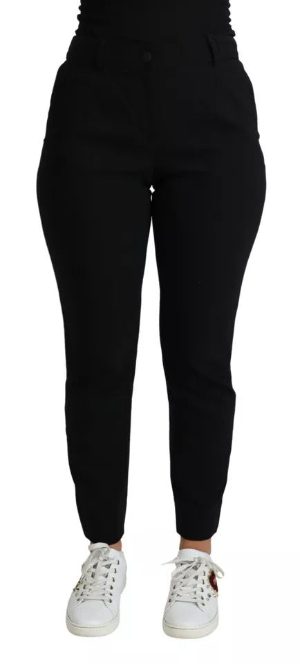 Dolce & Gabbana Black Virgin Wool Stretch Skinny Pants