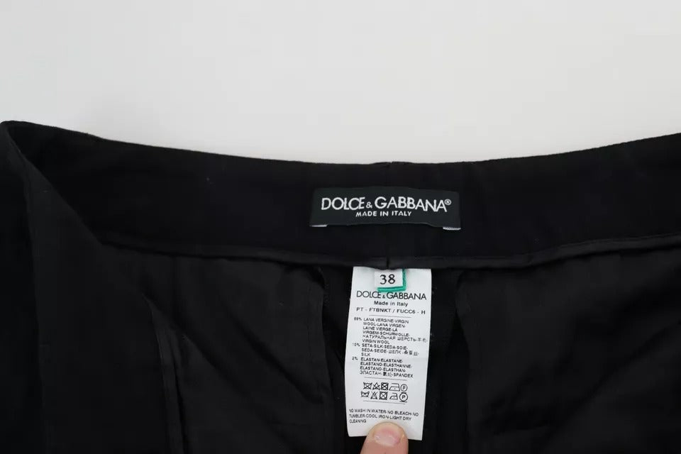 Dolce & Gabbana Black Virgin Wool Stretch Skinny Pants