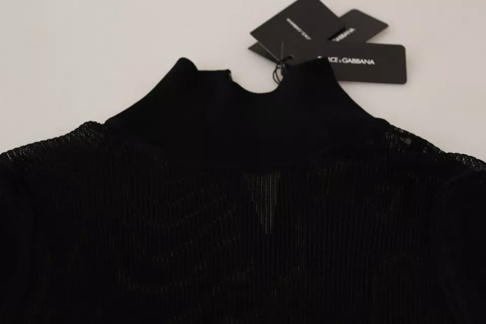 Dolce & Gabbana Black Turtleneck Form Fitting Pullover Sweater