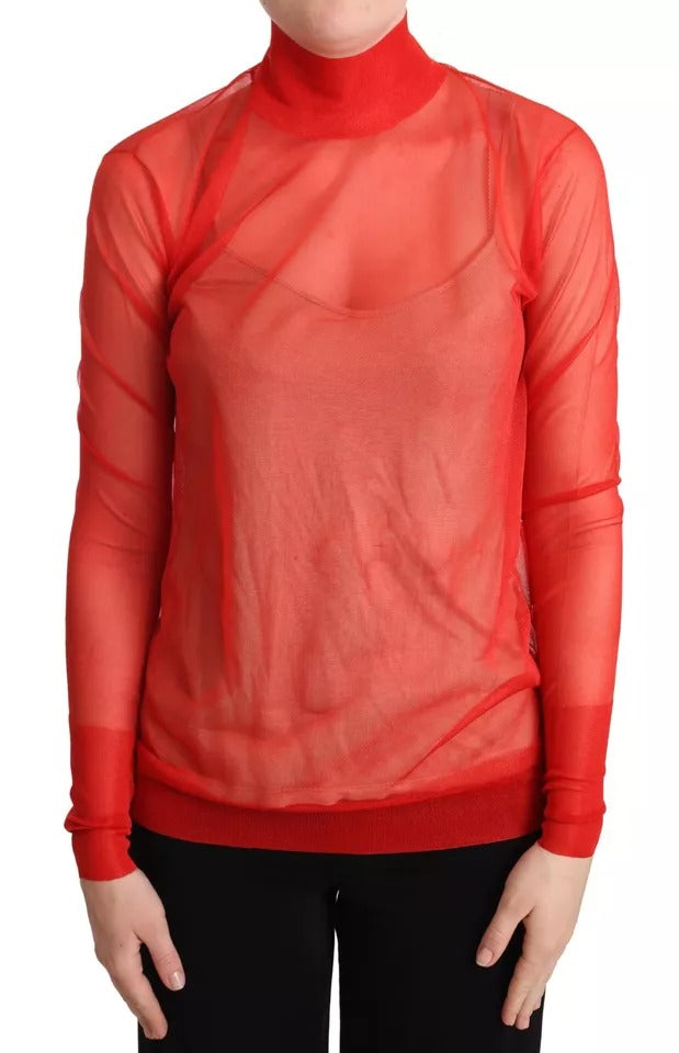 Dolce & Gabbana Orange Semi Transparent Blouse Sweater