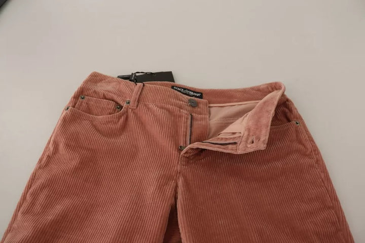 Dolce & Gabbana Pink Cotton Corduroy Skinny Jeans