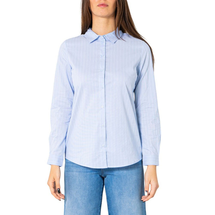 Jacqueline De Yong Blue Cotton Shirt