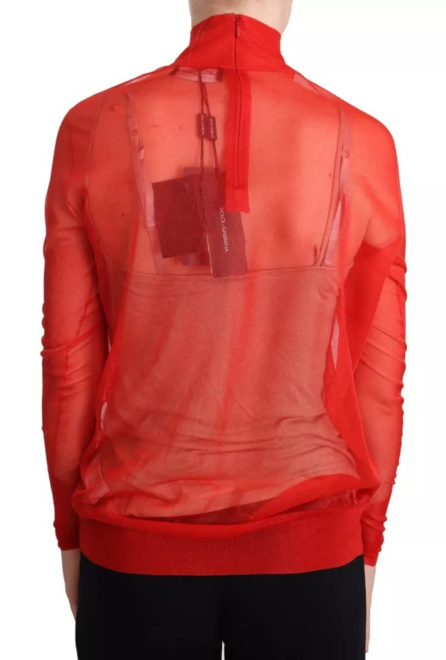 Dolce & Gabbana Orange Semi Transparent Blouse Sweater