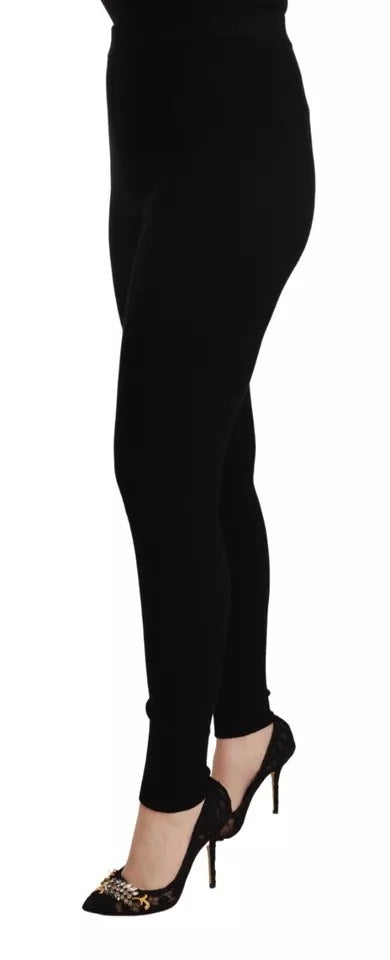 Dolce & Gabbana Black High Waist Stretch Pants Tights