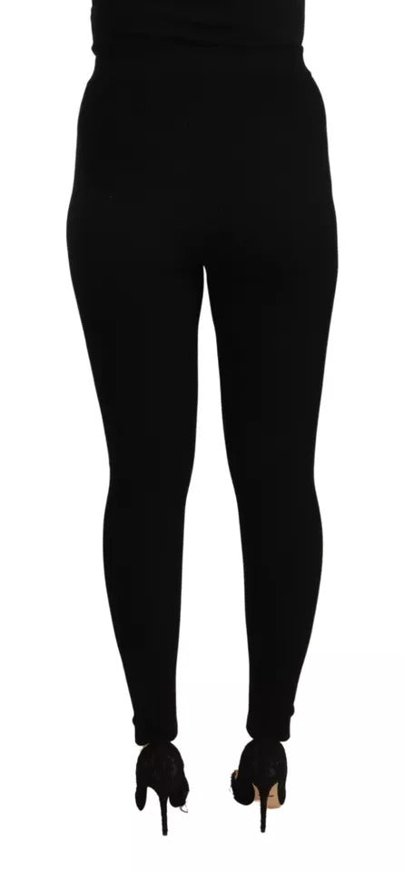 Dolce & Gabbana Black High Waist Stretch Pants Tights