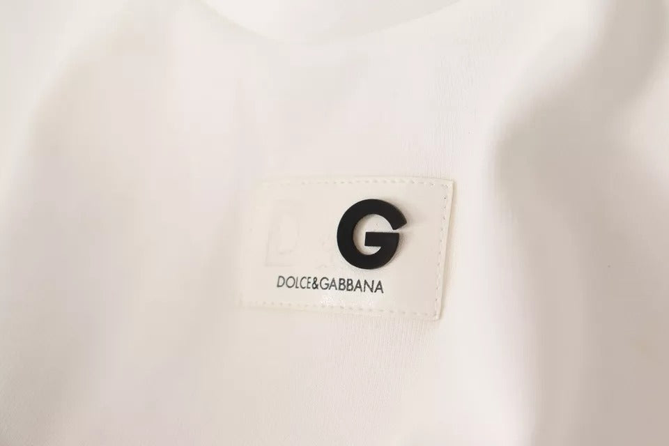 Dolce & Gabbana White Cotton Blend 3/4 Sleeves Blouse Top