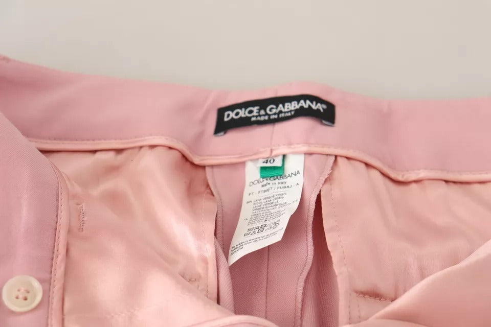 Dolce & Gabbana Pink Wool Mid Waist Tapered Pants