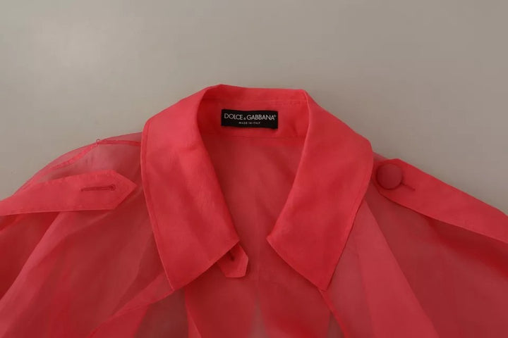 Dolce & Gabbana Pink Silk Organza Belted Coat Jacket