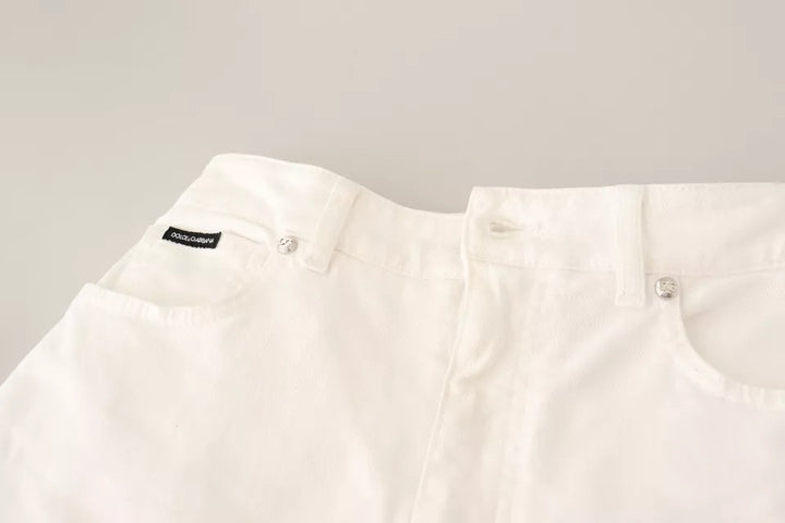 Dolce & Gabbana White MONICA Boot Cut Cotton Denim Jeans