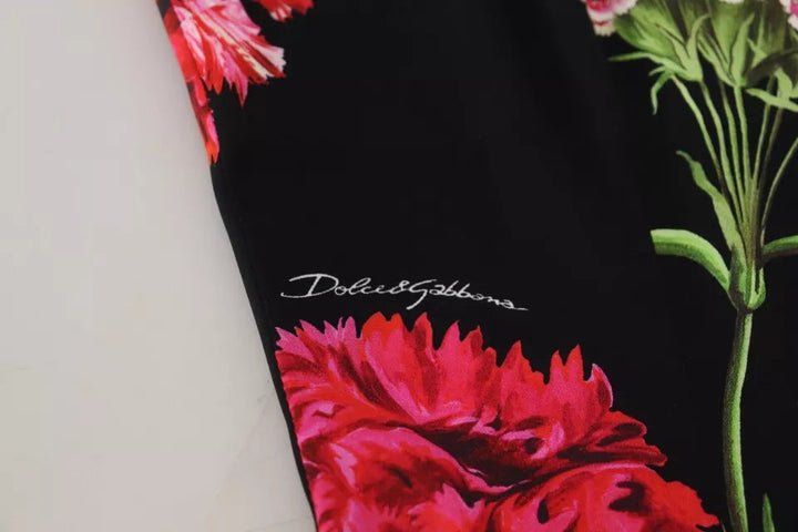 Dolce & Gabbana Black Floral Sleeveless Tank Top Silk Blouse