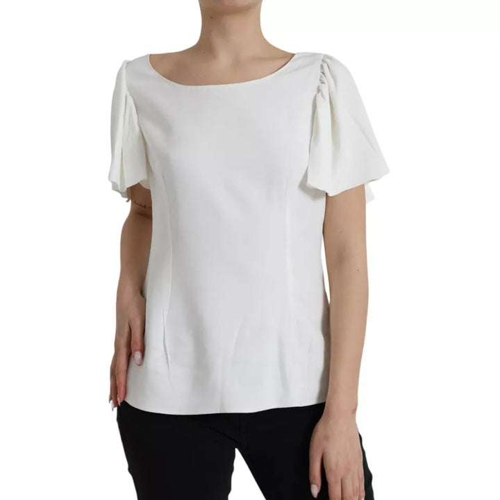 Dolce & Gabbana White Viscose Round Neck Short Sleeves Top