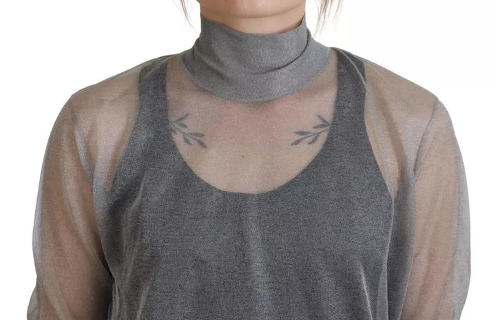 Dolce & Gabbana Gray See Through Turtleneck Pullover Sweater