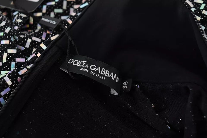 Dolce & Gabbana Black Embellished Nylon Bodycon Mini Dress