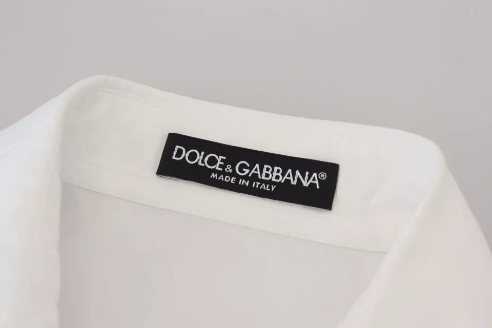 Dolce & Gabbana White Cotton Button Front Short Sleeve Shirt