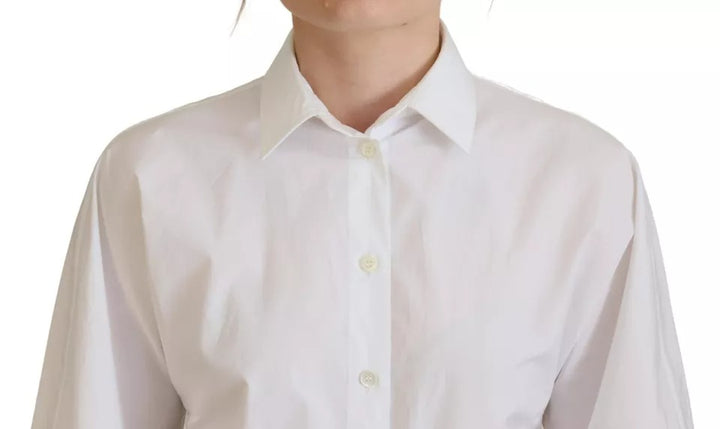 Dolce & Gabbana White Cotton Button Front Short Sleeve Shirt