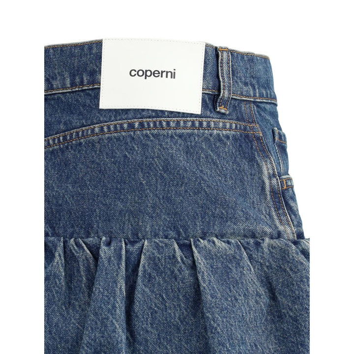 Coperni Denim Miniskirt with ruching bottom