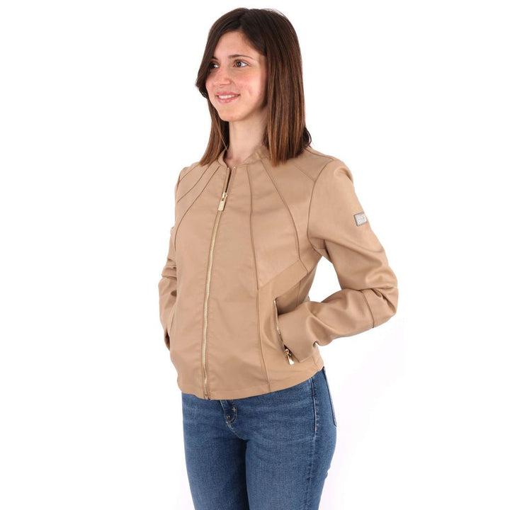 Yes Zee Beige Polyethylene Jackets & Coat