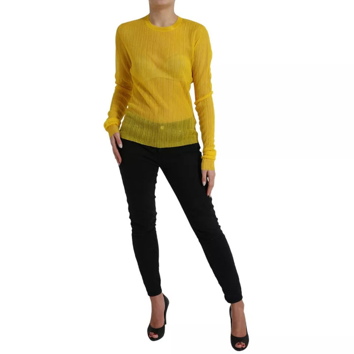 Dolce & Gabbana Yellow Sheer Polyester Long Sleeves Blouse