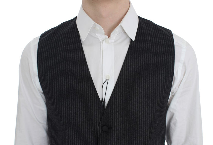 Dolce & Gabbana Elegant Gray Striped Wool Vest