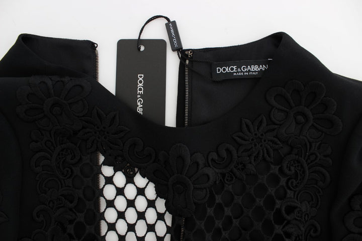 Dolce & Gabbana Elegant Black Wool Cutout Maxi Dress