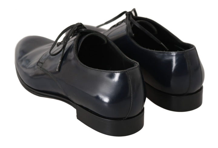 Dolce & Gabbana Elegant Dark Blue Leather Derby Dress Shoes