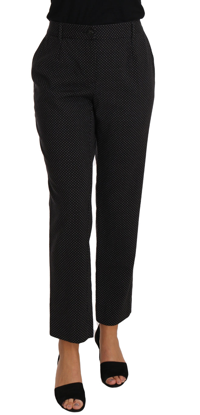 Dolce & Gabbana Chic Black Lace-Up Cropped Trousers